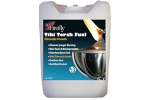 Firefly Bulk Tiki Fuel Scented with Citronella Essential Oil - Tiki Torch Fuel - 5 Gallons - Odorless - Longer Burn