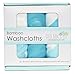 Bamboo Muslin Washcloths - 3 Pack - Aqua Feather Chevron - Softest Muslin Washcloths by Cozy Babe