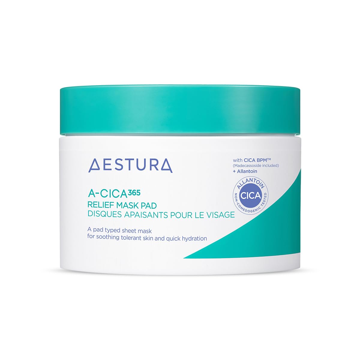 AESTURA A-CICA 365 RELIEF MASK PAD 4X Soft Facial Pads for Quick and Easy Soothing for Dry and All Skin Types, Strengthens Skin Moisture Barrier, Dermatologist Tested, 60 Pads