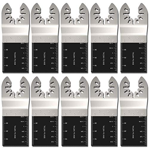 HOTBEST 10 Pack Professional Bi-Metal Oscillating Saw Blades Nail/Metal/Wood Universal Multitool Quick Release Blade Fits Dewalt, Porter Cable,Rockwell,Makita,Black & Decker,Bosch Craftsman,F