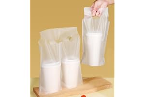 Elyfree 200 Pcs Drink Carrier for Delivery, Clear Plastic Carrier with Handle for Coffee/Tea/Juice, Portable Take Out Bags (1 and 2 Cups, 200Pack)