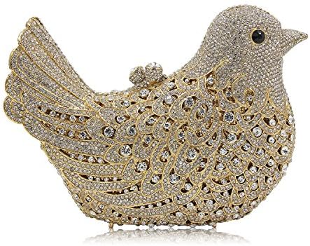 Women's Clutch Gorgeous Luxury Handmade Shimmering Silver Encrusted Evening Bag Clutch Purse for Ladies Party Bridal Prom,Golden
