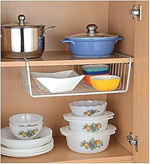 HOME CUBE1 PC Under Shelf Basket Wire Rack Easily Slides Under Shelves for Extra Cabinet Storage - White