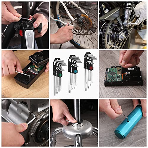 DuraTech Allen Wrenches sets, 27-Pieces Long Arm SAE & Metric Torx Star Ball End Hex Key Set