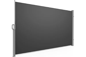 HOLYMUSS 143" x 71" Retractable Side Awning, Patio Retractable Privacy Screen Outdoor, Waterproof & UV-Resistant, Grey