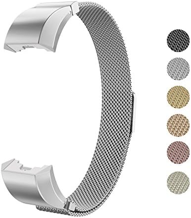 Fitbit Alta HR and Alta Bands, Adjustable Fit Bit Classic Replacement Milanses Loop Stainless Steel w/ Strong Magnet Lock Wristband Fitness Bracelet for Alta Tracker, Rose Gold Unisex(John1-12)
