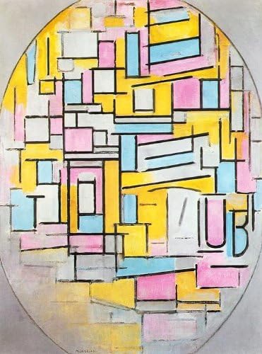 Pintura al óleo pintada a mano - -Piet Mondrian - Composition With Oval de color Planes II