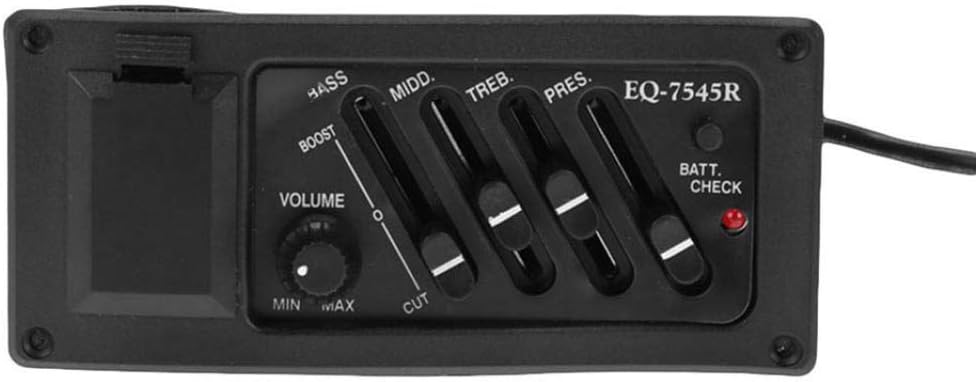 YSHTAN Guitar Pickup Orchestral Instrument Pickup 4-Band Acoustic Guitar Piezo Pickup Preamp Tone Volume Amplifier EQ Equalizer - Black