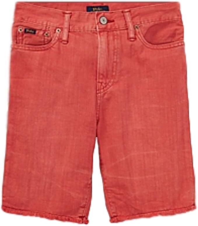 red cut off shorts