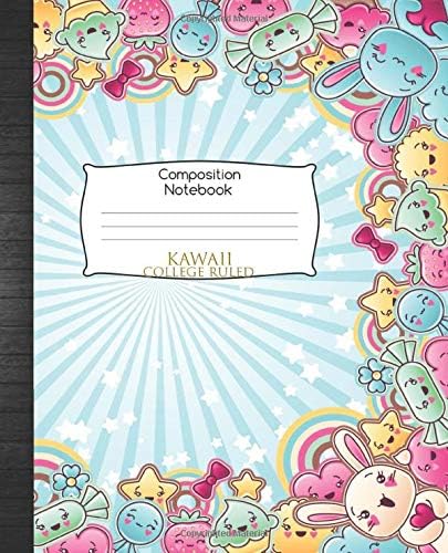 Kawaii College Ruled Composition Notebook: Pink Cute Kawaii Themed Japanese School Supplies Lined Paper For Girls To Write In At School Gift Idea