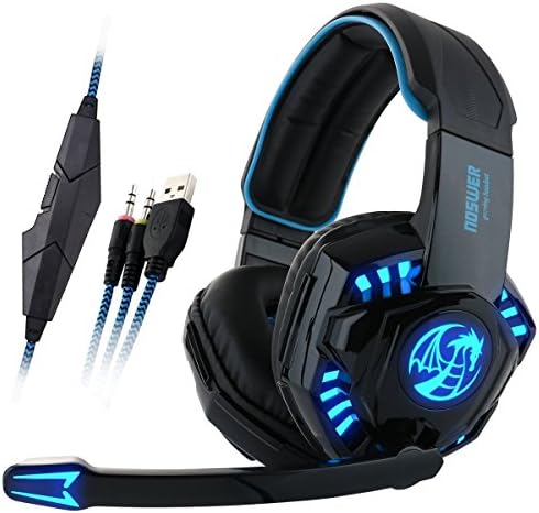 [New Version] NOSWER I8 3.5mm Wired Stereo Gaming Headset,LED Lighting Over Ear Headband Headphone with Microphone for PC Computer Laptop