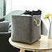 TheWarmHome Decorative Basket Rectangular Fabric Storage Bin Organizer Basket with Handles for Clothes Storage (Grey, 13L×13W×13H)