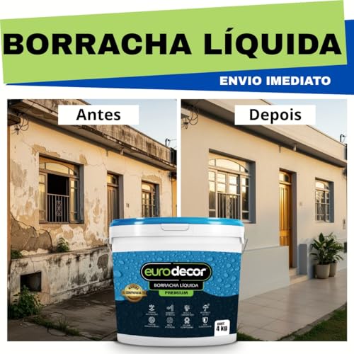 Euro Decor Tinta Borracha Líquida Flexível Premium 10kg - Impermeabilização Total, Flexível e Resistente a Fissuras para Telhados, Reboco e Metal - Isolante Térmico contra Infiltrações (Branco Neve)