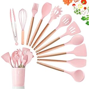 Premium-11pcs-Silicone-Cooking-Kitchen-Utensils-Set-Heat-Resistant-Wooden-Handles-Cooking-Tool-BPA-Free-Non-Toxic-Silicone-Turner-Tongs-Spatula-Spoon-Kitchen-Gadgets-Set-for-Nonstick-Cookware-Pink Premium 11pcs Silicone Cooking Kitchen Utensils Set, Heat Resistant Wooden Handles Cooking Tool, BPA Free Non Toxic…