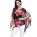 Womens Floral Printed Bohemian Chiffon Blouse Caftan Poncho Tunic Cover up Batwing Loose Tops