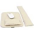 Large Mouse Pad Wrist Support Set, Bean Bag Mouse and Keyboard Wrist Rest Filled Ergo Beads, Easy Typing Gaming Home Office (Light Khaki)