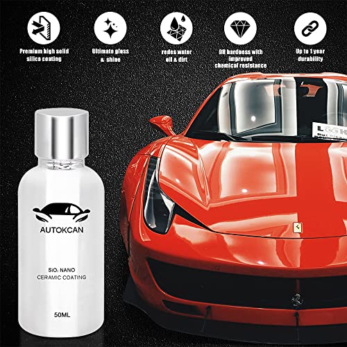 Autokcan 10H Nano Ceramic Coating for Cars, 50ML High Gloss Anti