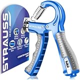 Strauss Adjustable Hand Grip with Counter | Adjustable Resistance (10KG - 60KG) | Hand Gripper for Home & Gym Workouts | Ideal for Forearm Hand Exercises & Strength Building for Men & Women,(Blue)