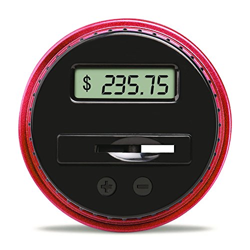 OLICTA Piggy Bank Digital Counting Coin Bank Creative Large Money Saving Box Jar Bank LCD Display Coins Saving Gift (Dollar) (Black-Orange)