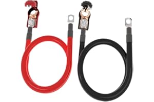 6 AWG 18" Battery Cable 6 Gauge Red Black Pure Copper Power Inverter Wire Battery Clip Terminal Set with Heavy Duty Tinned 3/