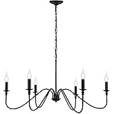 Black Chandelier,6-Light Rustic Industrial Iron Chandeliers for Dining Room Lighting Fixtures Hanging,Candle Hanging Hallway,