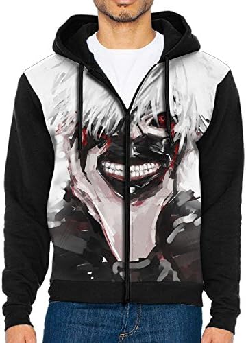 JieKeTieShen Men's Tokyo Ghoul Long Sleeve Full Zip Up Hoodie Sweatshirt Casual Active Hooded Jackets