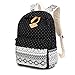 abshoo Casual Canvas Dot Backpack Cute Lightweight Teen Girls Backpacks (Black)