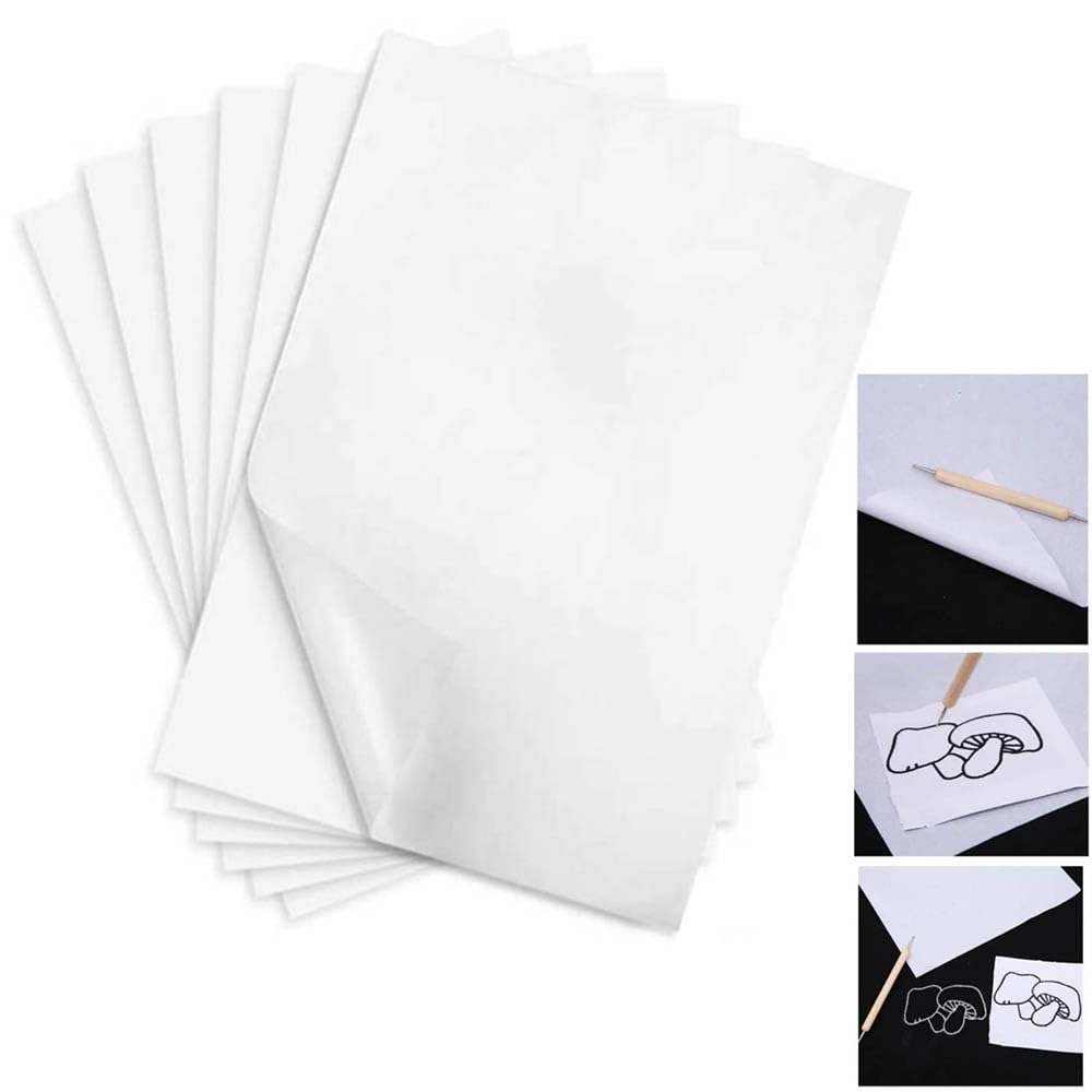 Yesallwas 50 Sheets A4 White Carbon Transfer Paper Tracing Graphite Copy Paper, Idea for Wood/Paper/Canvas and Other Art Surfaces Tracing Copy 8.3 x 11.5 Inches