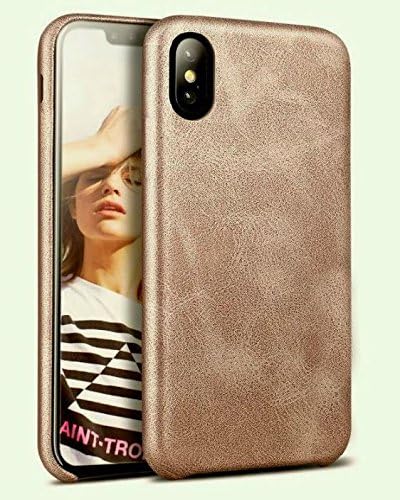iPhone X case, X-Level [Vintage Series] Premium PU Leather Slim Fit Ultra light Soft Touch Protective Mobile Cell Phone Case Back Cover for Apple iPhone X -TAN WITH Screen protector