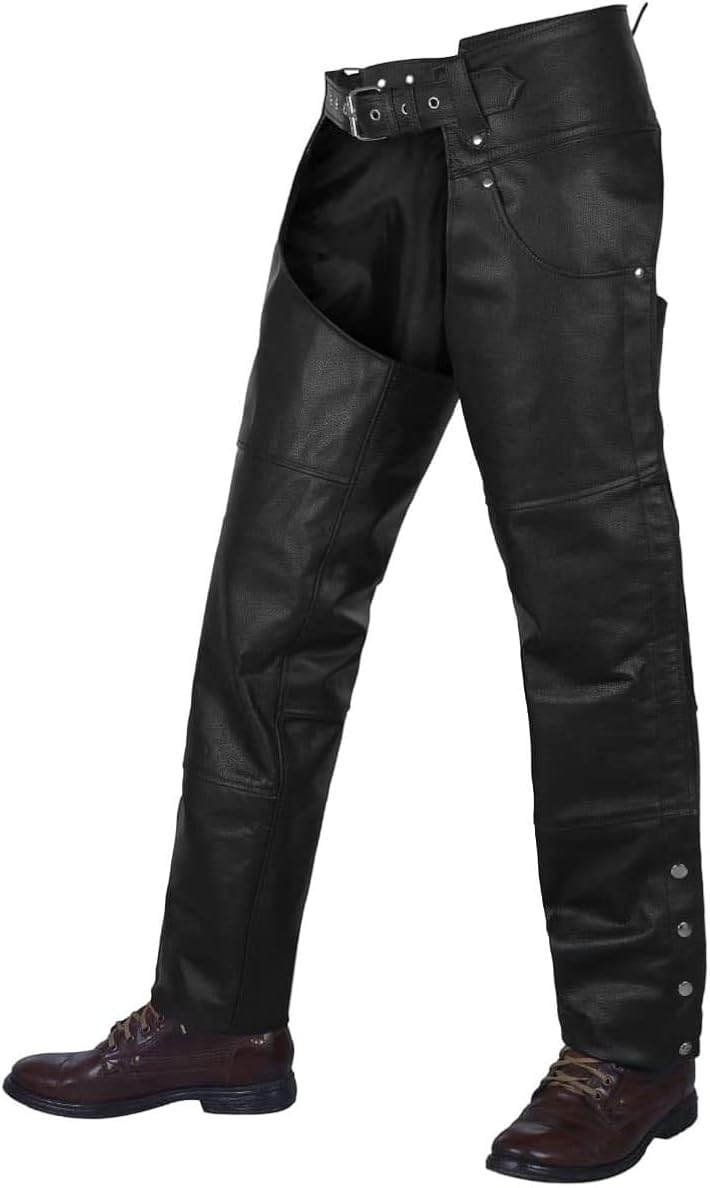 ALPHA CYCLE GEAR MOTORCYCLE CHAPS PLAIN BIKERS RIDING PANTS ASSLESS