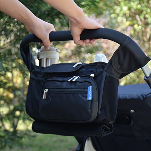 Stroller Organizer Bag for Baby Strollers - 2 Deep Non-spill Baby Bottle Holders - Collapsible Mesh Bag - Adjustable Straps - Water Resistant Baby Bag