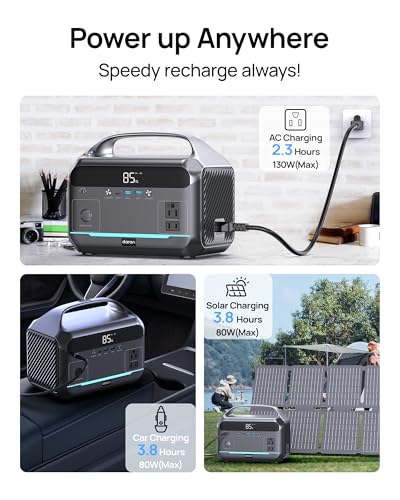 DaranEner 600W Portable Power Station with Solar Panel Included, 288Wh LiFePO4 Battery Solar Generator (1200W Surge), 2.3H Fast AC Recharge Backup Power Supply for Camping, Home Outages, Emergency