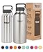 Healthy Human Stainless Steel Vacuum Insulated Water Bottle | Keeps Cold 24 Hours, Hot 12 Hours | Double Walled Water Bottle | Carabiner and Hydro Guide | 32 oz Brushed Steel
