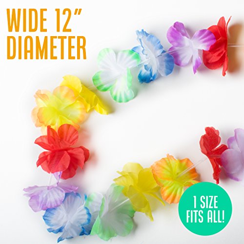 Hawaiian Leis Luau Party Supplies - 50 Hawaiian Necklace Flower Lei Assortment Pack with Tropical Lays Designs for Hawaiian Party - Thumbnail 5