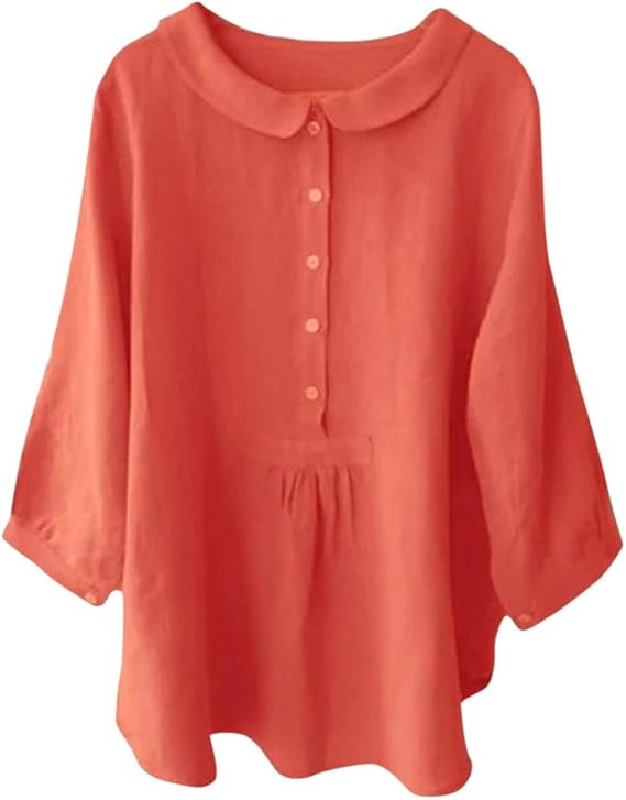 Amazon Co Jp レディーストップス ゆったりシャツ コットン 可愛い 七分袖 チュニックトップス Tシャツ 体型カバー 大きいサイズ カットソー カジュアル ブラウス 作業 事務服 女性 上着 夏服 日常 通勤 通学 チュニック 着痩せ おしゃれ 無地 服 ファッション小物