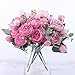 crazylove Artificial Flowers Pink Silk Peony Fake Flower Small Pieces Wedding Bouquet Design for Home Wedding Decoration Indoor (4 Pack, Pink)