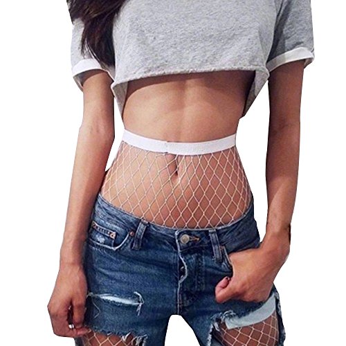 Elaco Women Sexy Hosiery Fishnet Elastic Thigh High Stockings Pantyhose Tights (C)