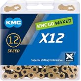 KMC Pre-Waxed 12-Speed X12 High-Performance Bicycle Chain, Ti Gold/Black | Compatible with Shimano, and Campagnolo 12-speed systems for smooth running MTB, road cycling, gravel, and cyclocross riding