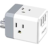 Multi Plug Outlet, Outlet expanders, POWSAV USB Wall Charger with 3 USB Ports(Smart 3.0A Total) and 3-Outlet Extender with 3