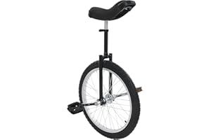 LyeXD 20Inch Outdoor Wheel Unicycle, One Wheel Bike Adjustable Seat Exercise Bicycle with Anti-Skid Alloy Rim and Pedal for 5-60 Years Old, Outdoor Sports Fitness Exercise Unicycle