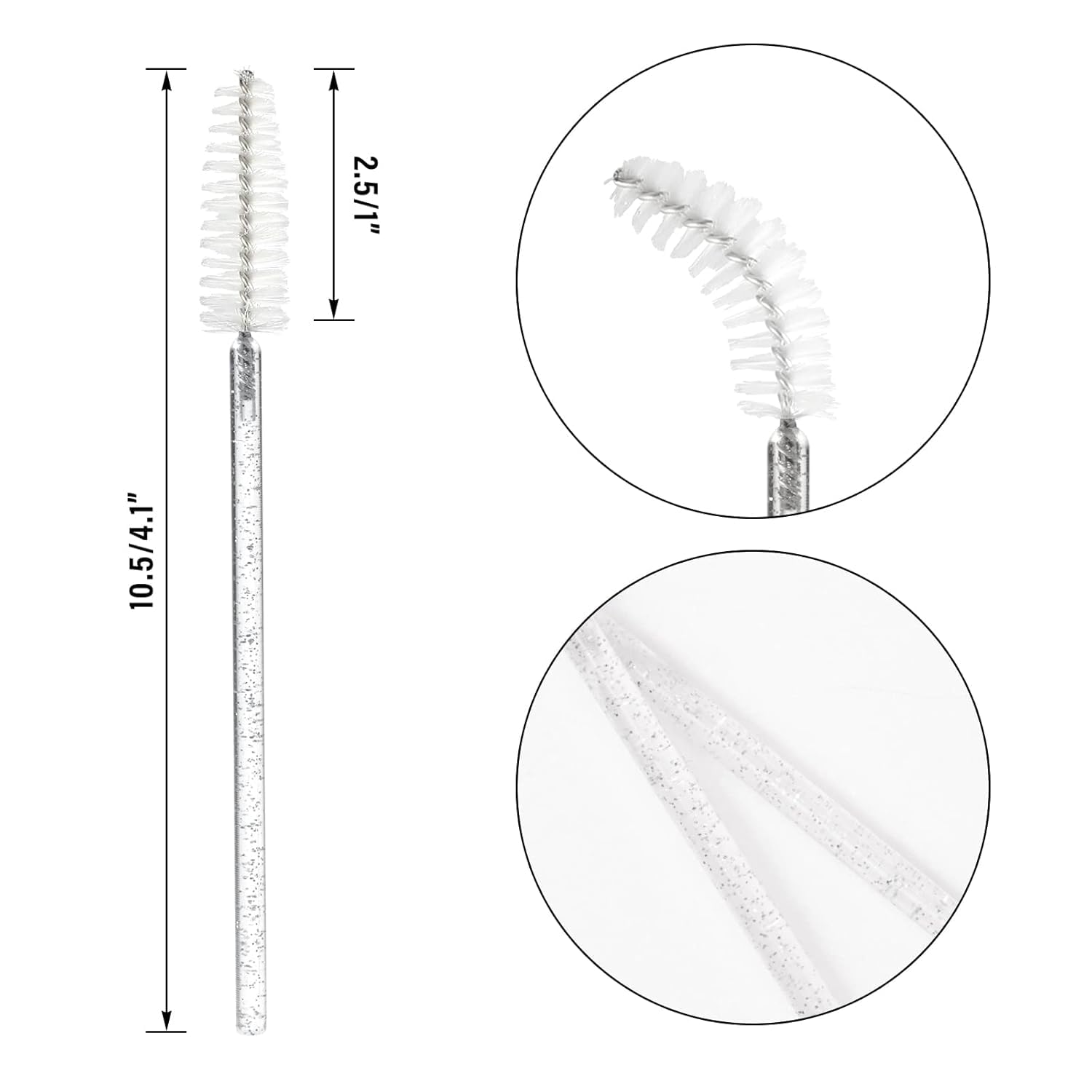 G2PLUS 300PCS Crystal Mascara Wands, White Eyelash Brush Applicator, Disposable Spoolies Makeup Kits for Applying Mascara, Lash Extensions and Eyebrow Brush