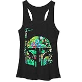 Star Wars Hawaiian Print Boba Fett Helmet Womens Graphic Racerback Tank