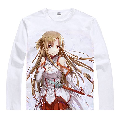 Men Women Sword Art Online Shirt Long Sleeve White - Asuna