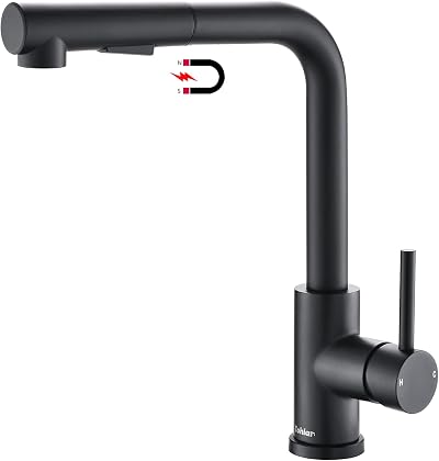 Tohlar Black Kitchen Tap Mixer with Pull Out Sprayer 360° Swivel Matte Black