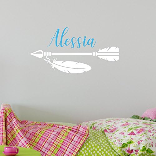 Feathered Arrow with Personalzed Name Two Color- -wht lt bl
