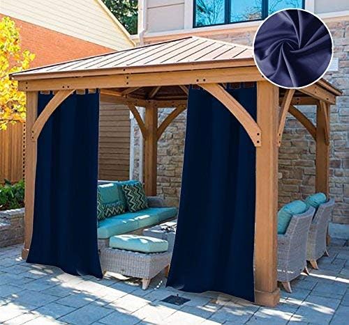 UniEco Outdoor Curtain Garden Patio Balloon Curtains Blackout Curtains Waterproof Mildew Resistant for Pavilion Beach House, 1 Piece, 132x215cm, Dark Blue