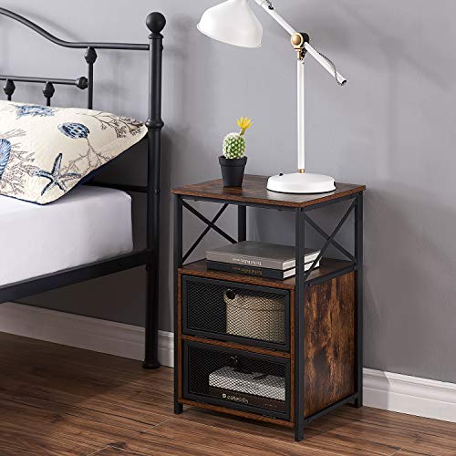 VECELO End Table with flip Drawer, Modern Nightstand,Night Stand for