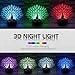 CGN 3 pcs Night Light 3D lamp 7 Colors Changing Nightlight with Smart Touch & Remote Control 3D Night Light for Kids or as Gifts for Women Kids Girls Boys (1)