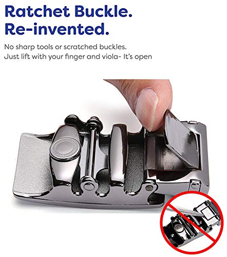 Men's Belt - Autolock Leather Ratchet Dress Belt for Men With Automatic Buckle - Enclosed in an Elegant Gift Box - Thumbnail 2
