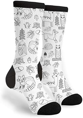 Women's Men's Woodland Animals Art Funny Novelty Dress Socks - Casual Crew Socks